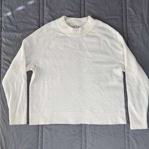 Athleta Merino Wool Cream Ivory Mock Neck Sweater Large Cozy Knit